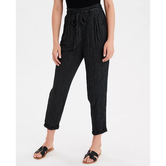 American Eagle Pants XS Stripe Paperbag Ankle Crop Vacation Resort Career Church - Picture 1 of 13